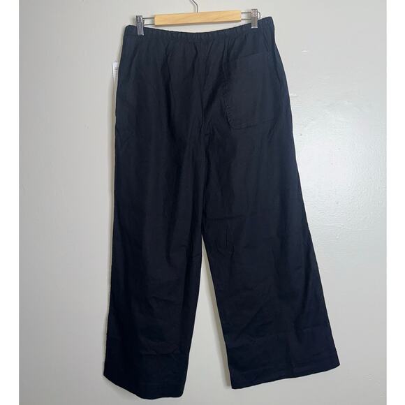 Athleta Paradise Wide Leg Pant Black Linen Blend MP Medium Petite - Picture 7 of 7